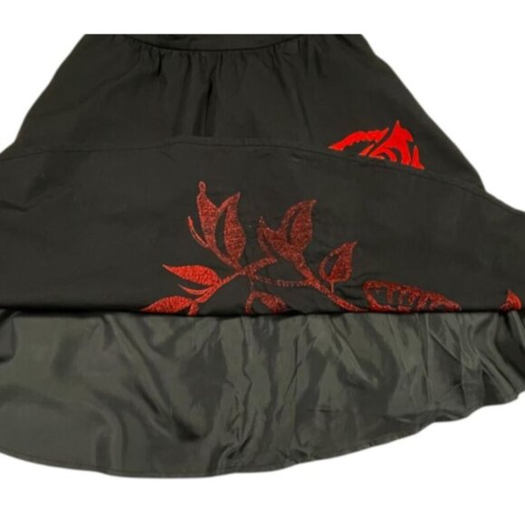 eShakti Women's Black Owl Embellished Poplin A-line Skirt SIZE-S/6 - Picture 7 of 10